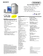 Sony VAIO Digital Studio PCV-RS100 Specifications preview