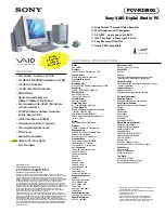 Sony VAIO Digital Studio PCV-RX590G Specifications preview