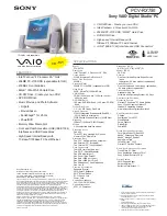 Sony VAIO Digital Studio PCV-RX750 Specifications preview