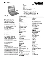 Sony VAIO PCG-F270 Specifications предпросмотр