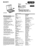 Preview for 1 page of Sony VAIO PCG-F290 Specifications