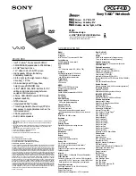 Sony VAIO PCG-F430 Specifications preview