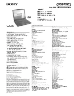 Preview for 1 page of Sony VAIO PCG-F540 Specifications