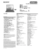 Sony VAIO PCG-F590K Specifications preview