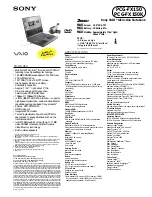 Sony VAIO PCG-FX150 Specifications preview