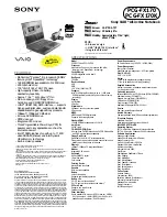 Sony VAIO PCG-FX170 Specifications preview