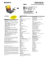 Sony VAIO PCG-FXA32 Specifications preview