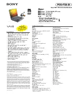 Sony VAIO PCG-FXA33 Specifications preview