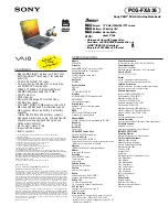 Sony VAIO PCG-FXA36 Specifications preview