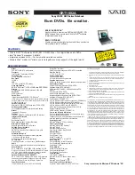 Sony Vaio PCG-GRT100 Series Specifications preview