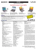 Sony VAIO PCG-GRX650 Specifications preview