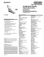 Sony VAIO PCG-XG18 Specifications preview