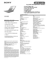 Sony VAIO PCG-Z505HSK Specifications preview