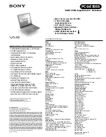 Sony VAIO PCG-Z505S Specifications preview