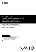 Sony VAIO SZ00 Series Safety Information Manual preview