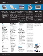 Preview for 1 page of Sony VAIO VGN-A250 Specifications