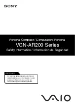 Предварительный просмотр 1 страницы Sony VAIO VGN-AR200 Series Safety Information Manual