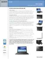 Sony VAIO VGN-AR350E Specification Sheet preview