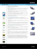 Предварительный просмотр 1 страницы Sony VAIO VGN-AW220J/H Specifications