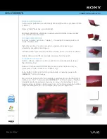 Preview for 1 page of Sony VAIO VGN-CR305E/R Specifications