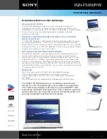 Sony VAIO VGN-FS850P Specification Sheet preview