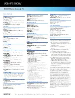 Preview for 2 page of Sony VAIO VGN-FS8900V Specifications