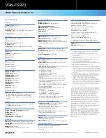 Preview for 2 page of Sony VAIO VGN-FS920 Specification Sheet