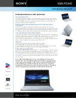 Sony VAIO VGN-FS940 Specification Sheet preview