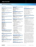 Preview for 2 page of Sony VAIO VGN-FS970P Specifications