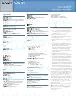 Preview for 2 page of Sony VAIO VGN-SZ250P/C Specifications