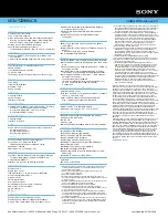 Preview for 1 page of Sony VAIO VGN-TZ290NCR Specifications