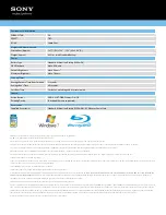 Preview for 3 page of Sony VAIO VPCCB23FX Specifications