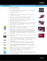 Предварительный просмотр 1 страницы Sony VAIO VPCCW21FX/R Specifications