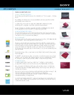 Предварительный просмотр 1 страницы Sony VAIO VPCCW22FX/R Specifications