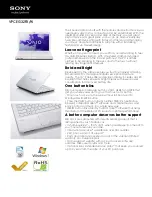 Sony VAIO VPCEG32FXW Specifications preview