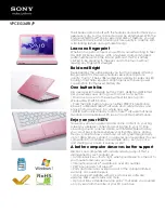 Preview for 1 page of Sony VAIO VPCEG34FXP Specifications