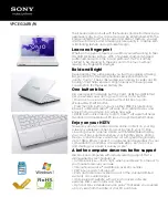 Preview for 1 page of Sony VAIO VPCEG34FXW Specifications