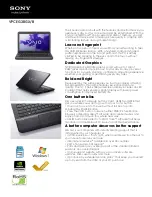 Sony VAIO VPCEG3BGX Specifications preview