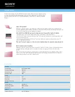 Preview for 1 page of Sony VAIO VPCEH11FXP Specifications