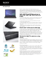 Sony VAIO VPCEH27FX Specifications preview