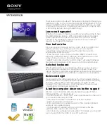 Sony VAIO VPCEH32FXB Specifications предпросмотр