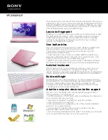 Предварительный просмотр 1 страницы Sony VAIO VPCEH32FXP Specifications