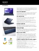 Предварительный просмотр 1 страницы Sony VAIO VPCEH34FXL Specifications