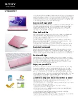 Sony VAIO VPCEH35FMP Specifications preview