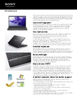 Предварительный просмотр 1 страницы Sony VAIO VPCEH3EGX Specifications