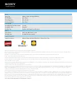 Preview for 3 page of Sony Vaio VPCEL15FD/B Specification Sheet