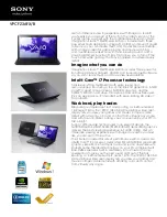 Preview for 1 page of Sony VAIO VPCF23AFX Specifications