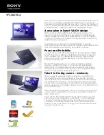 Sony VAIO VPCSB31FX/L Specifications preview