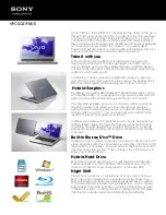 Sony VAIO VPCSC41FM/S Specifications preview