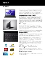 Sony VAIO VPCSE23FX/B Specifications preview